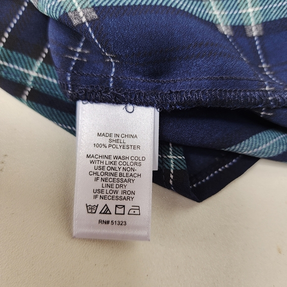 NWT 1. STATE $119 Long Sleeve Button Up Plaid Dress Pine Grove Blue Green XS - Picture 13 of 14